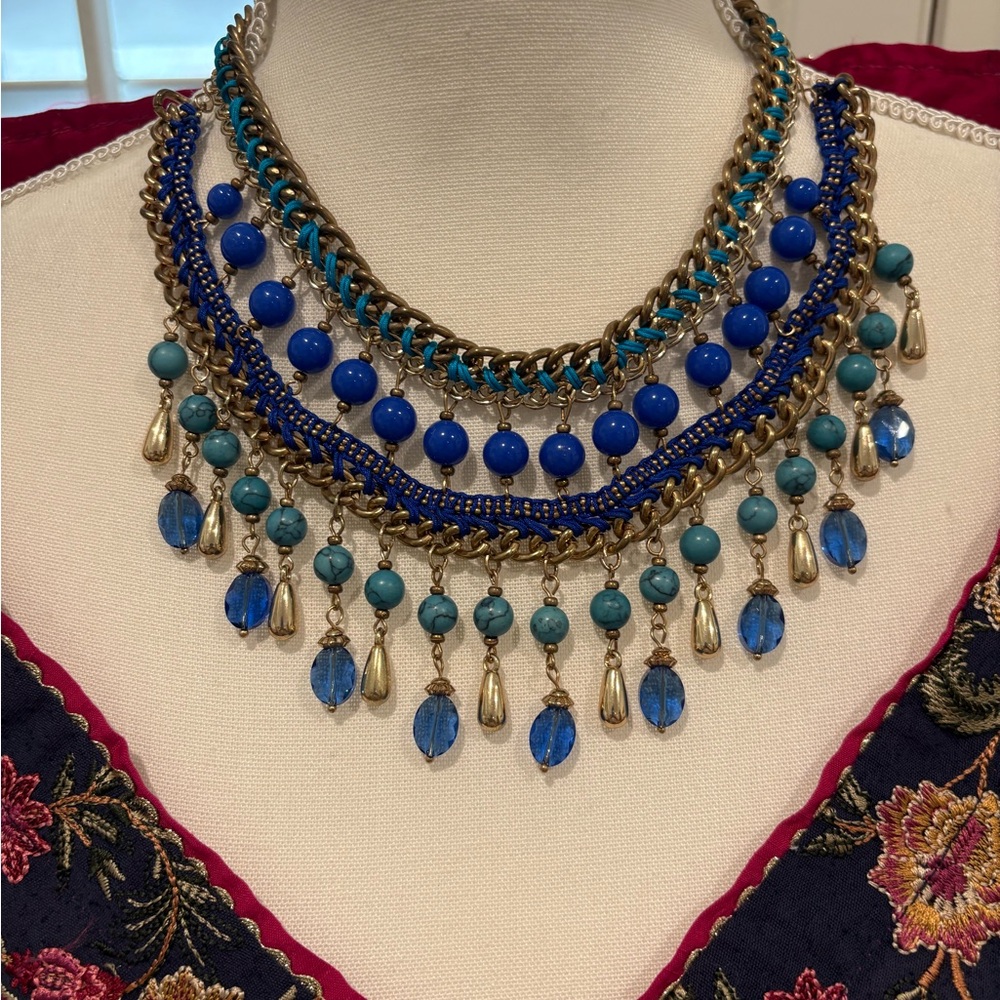 INC International Concepts Blue, Green and Gold Statement Necklace